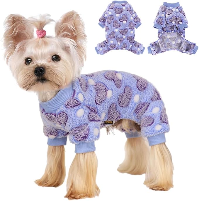 YIKEYO Small Dog Sweater,Dog Pajamas for Small Dogs,Cotton Stretchable Pet Pajamass Jammies Sweater for Dogs Female Male, Winter Clothes Doggy Puppy Girl(Purple, XXXS)
