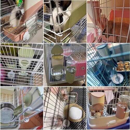 Rabbit Hay Feeder, 3-in-1 Feeding Set with Food Bowl and Hanging Funnel for cage, Hay Rack for Bunny Guinea Pig Chinchilla (Green)
