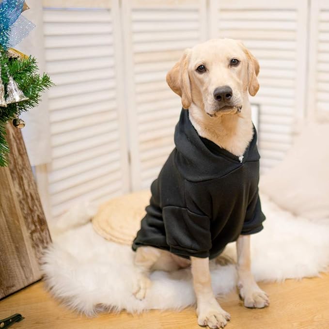 KOOLTAIL Dog Hoodie for Large Medium Small Dogs, Soft and Warm Pet Sweater with Leash Hole and Pocket Boy Girl, Puppy Fall Winter Jacket Clothes, French Pitbull Cold Weather Coat Sweatshirt, Black XXL