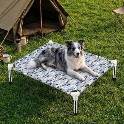 Raised Elevated Dog Bed, Lifted Cooling Stainless Steel Pet Dog Cot, Medium