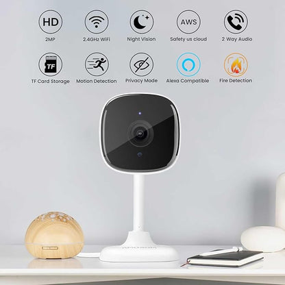 AMOROM Indoor Home Security Camera for Baby Monitor1080P WiFi Camera with Privacy Mode2-Way TalkNight VisionMotion DetectionCloud& Micro SD Card StorageAlexa&Google Home Compatible(Wired) AM-C1-04
