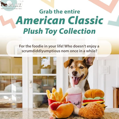 P.L.A.Y. Cute Plush Dog Toys - Fast Food Themed Durable Squeaker Chew Toy, Great for Puppies & Small, Medium, Large Dogs - Machine Washable, Recycled Materials (American Classic Milkshake, X-Small)