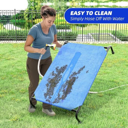 Simple Trending Raised Dog Bed for Large Dogs, Waterproof XL Dog Cot, Blue