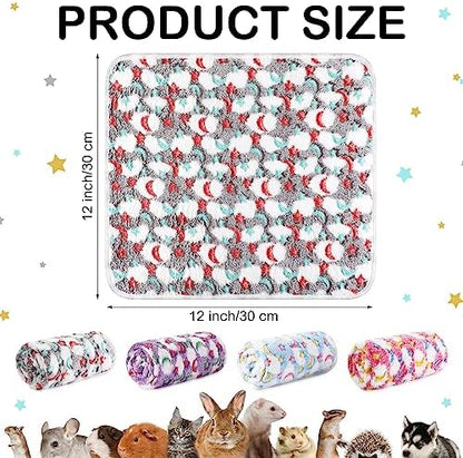 Reginary 4 Pcs Guinea Pig Fleece Cage Liners, Moon Star, 12 x 12 Inch
