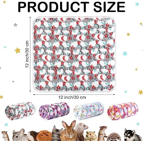 Reginary 4 Pcs Guinea Pig Fleece Cage Liners, Moon Star, 12 x 12 Inch