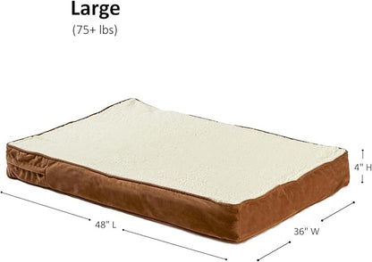Happy Hounds Oscar Rectangle Orthopedic Foam Sherpa Dog Bed, Large (48 x 36 in.), Mocha