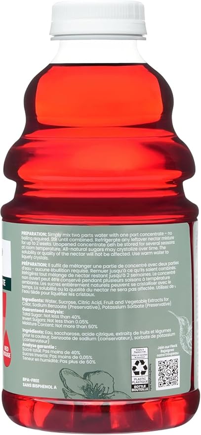 Perky-Pet Hummingbird Nectar Concentrate for Hummingbird Feeder - 32 oz - Makes 96 FL OZ of Red Food Nectar - 238