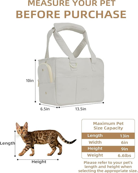 ONECUTE Dog Purse Carrier for Small Dogs Rabbit cat with Large Pockets, Cotton Bag, Dog Carrier Soft Sided, Collapsible Travel Puppy Carrier (Grey, 13.6" L x 6.5" W x 10" H)