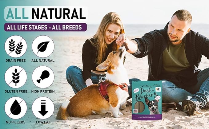 Pet Jerky Factory Premium Duck and Blueberry 12 oz. Dog Jerky Treats | 100% Human Grade | USA Made | High Protein | Grain Free | Limited Ingredients | No Filler | BHA-BHT Free | Soft-Tender