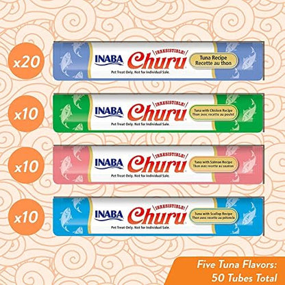 Churu Cat Treats, Grain-Free, Creamy Purée Cat Treat/Topper, Tuna Variety