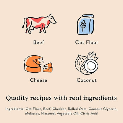 Bocce's Bakery Oven Baked Say Moo Treats for Dogs, Wheat-Free Everyday Dog Treats, Made with Real Ingredients, Baked in The USA, Natural Soft & Chewy Cookies, Beef & Cheddar Recipe, 6 oz (Pack of 2)
