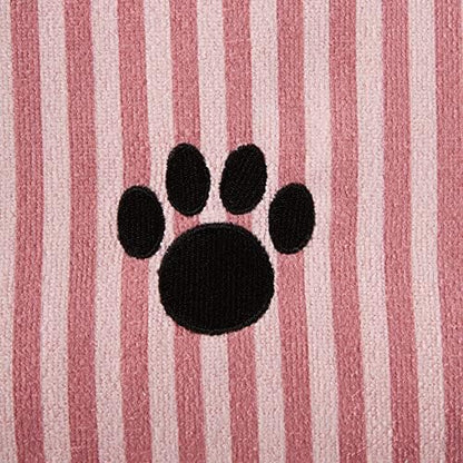 Bone Dry Pet Grooming Microfiber Towel, Striped Collection, X-Large, 41x23.5", Rose