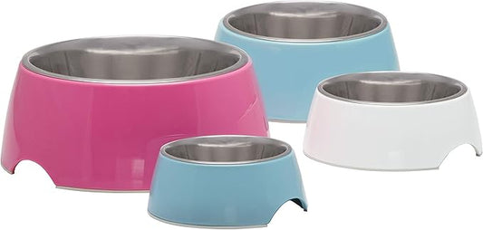 Loving Pets - Retro Bowl Dog Food Water Bowl No Tip Stainless Steel Elevated Pet Bowl No Skid Spill Proof (Medium, White)