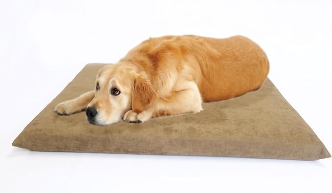 Luxurious Comfort Solid Pad Memory Foam Pet Dog Bed with Inner Waterproof Case and External Cover for Medium and Large Dogs + Free 2nd Cover (Complete Bed - 45"x27"x3", Suede - Brown)