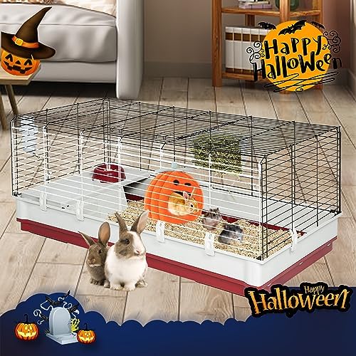 YUEPET Rabbit Cave Bed, Warm Bunny Hideout, Guinea Pig Bed, Pumpkin, Size M
