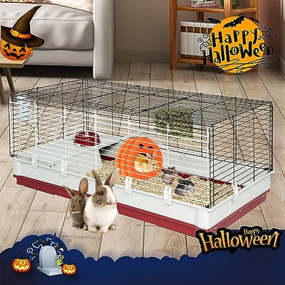 YUEPET Rabbit Cave Bed, Warm Bunny Hideout, Guinea Pig Bed, Pumpkin, Size M