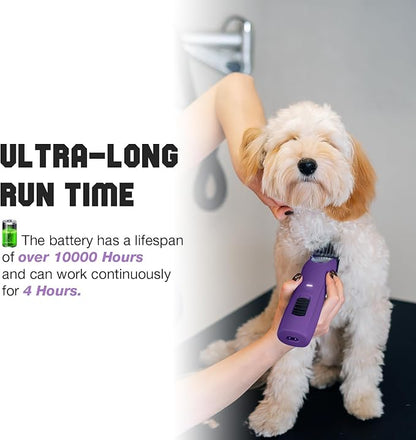 Professional Dog Clippers for Grooming - 2 Speed Pet Grooming Kit for Thick Curly Matted Coats - Low Noise Heavy Duty Cordless Hair Trimmer with Detachable Metal Blade
