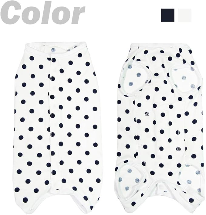 Dog’s Recovery Suit Post Surgery Shirt for Puppy, Wound Protective Clothes for Little Animals(White spot-l)