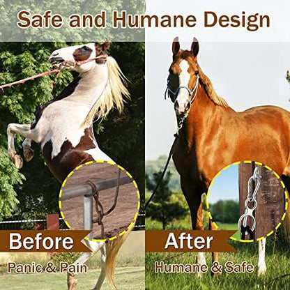 6PCS Horse Tie Ring, Safe Tie Horse Supplies, Humane Way Tie Ring, Magnetic Ring for Tying and Retracting, Helps Horse Pull Back and Releases Stress from The Horse