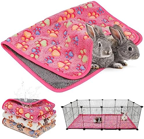 YUEPET Waterproof Guinea Pig Blankets 3 Pack, Fleece Cage Liners, L