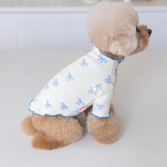 Small Dog Clothes Extra Small Dogs Spring Summer Dress Cute Soft and Breathable Outfits for Female Chihuahua Shih Tzu Yorkshire Puppy Cats (Blue, X-Small)