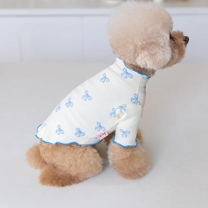 Small Dog Clothes Extra Small Dogs Spring Summer Dress Cute Soft and Breathable Outfits for Female Chihuahua Shih Tzu Yorkshire Puppy Cats (Blue, X-Small)