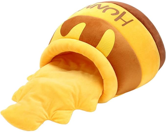 Tyenaza Cat Cave Bed, Warm Soft Removable Cushion Honey Pot Shape Cute Pet Bed House for Puppy