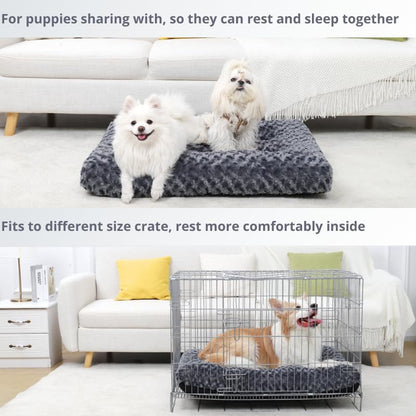 Washable Dog Bed Deluxe Plush Dog Crate Beds, Fulffy Comfy Kennel Pad Anti-Slip Pet Sleeping Mat (35.0" L x 23.0" W x 3.5" Th)