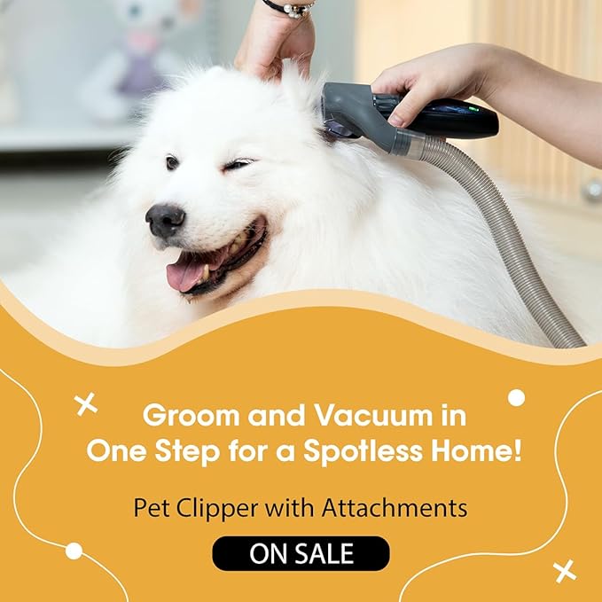 NebulaBloom 2-in-1 Pet Grooming Clipper wtih Vacuum Connector, Professional Hair Trimmer with Vacuum Collection System, 2-Speed Quiet Dog Grooming Kit,Cordless Trimmer Shaver for Dogs and Cats