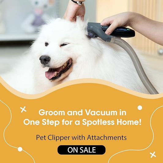 NebulaBloom 2-in-1 Pet Grooming Clipper wtih Vacuum Connector, Professional Hair Trimmer with Vacuum Collection System, 2-Speed Quiet Dog Grooming Kit,Cordless Trimmer Shaver for Dogs and Cats