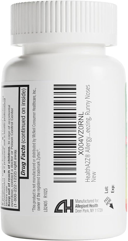 HealthA2Z® Allergy Relief, Cetirizine 10mg, Dye-Free Formula, 24-Hour Antihistamine, Indoor & Outdoor Allergy Relief, 500 Tablets