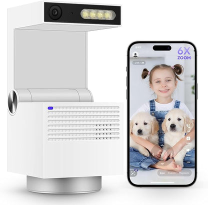 Genie S 2.7K HD Indoor Security Camera with 6X Zoom, 2-Way Audio, Privacy Protection, Motion Tracking for Baby & Pet, 350° Pan & 135° Tilt, 32GB Local Storage, Compatible with Alexa