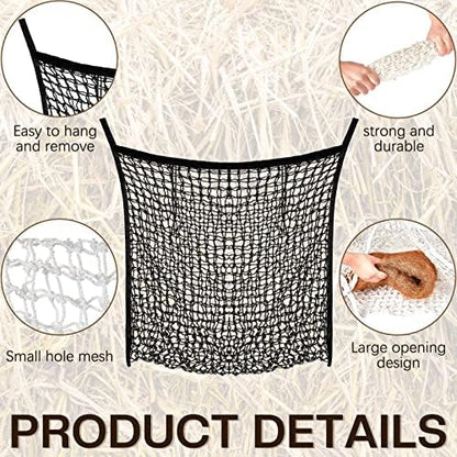 Fabbay 2 Pcs Slow Feed Hay Net for Horses, 63 x 40 Inch Hay Bag, Black