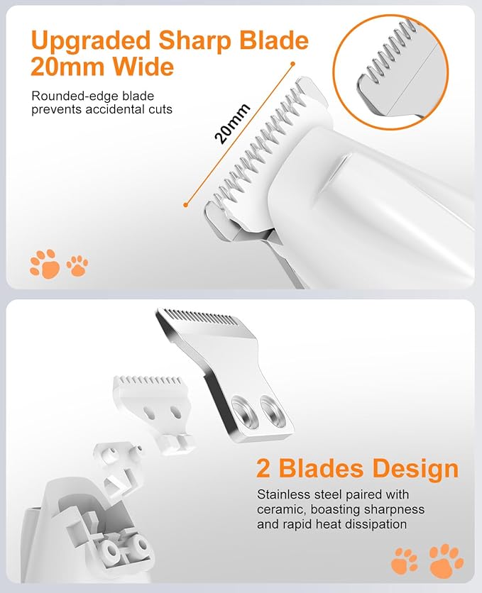 IREDOON 2026 New Pet Precision Trimmer, 35dB Low-Noise Dog Paw Trimmer with LED Light, Safe Curved Ceramic Blade Electric Pet Paw Grooming Kit for Dogs & Cats Paw, Ear, Face, Butt, Eyebrows