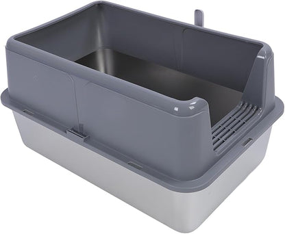 Aramox Half Clad Stainless Steel Cat Bedroom with Metal with High Metal for Cats for Animal Owners and Their Like Friends Closed. (Grey)