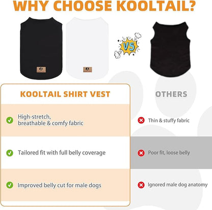 KOOLTAIL Boy Dog Clothes for Large Dogs, 2 Pack Cotton Fall/Winter Warm Dog T Shirts Coats for Outdoor, UV & Insect Protection Anti-Hair Loss & Lightweight Pet Vest Tank Tops Apparel,White&Black,3XL