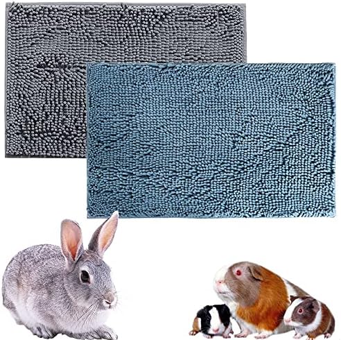 2pcs Guinea Pig Fleece,Cage Liner, Washable Non-Slip Mat（Grey+Blue）