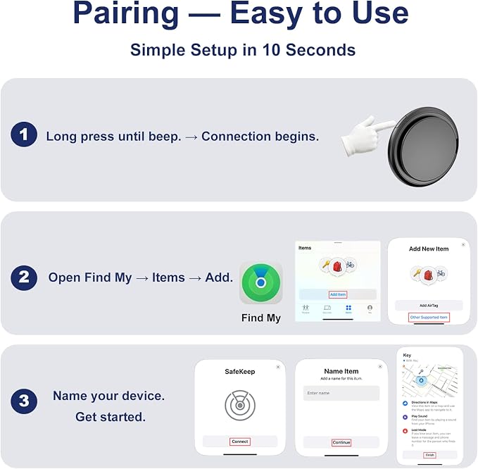 GPS Tracker for Dogs, Works with Apple Find My App, 365-Day Battery Life, No Monthly Fee, No SIM Card, IP67 Waterproof Anti-Lost Tag for Cats, Keys & All Personal Valuables
