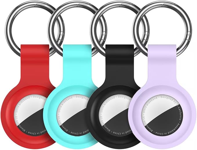 Compatible with AirTag Holder Case Keychain 4 Pack,for AirTag 2nd & 1st Generation Key Chain Ring Case Cover for Air Tag Holder GPS Tracker Air Tag 2nd gen Finders Air Tagholder for Kids,Bags,Luggages