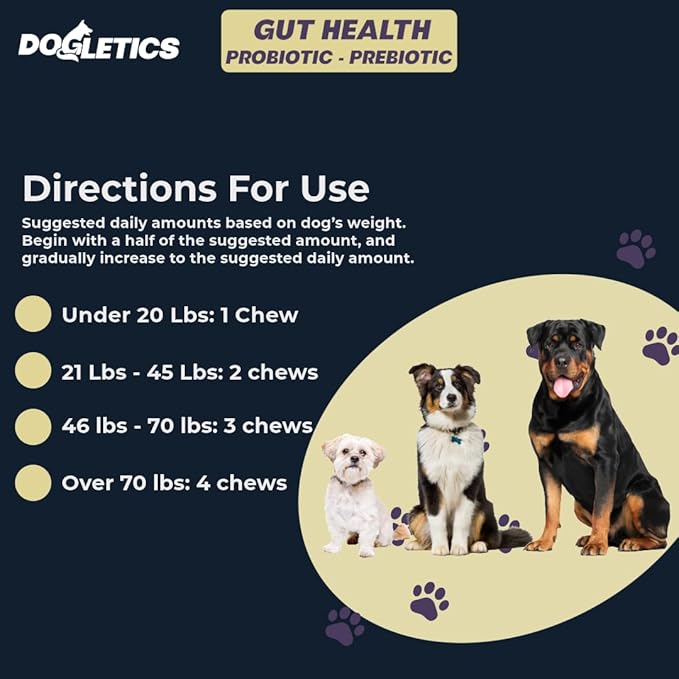 Gut Health Probiotic & Prebiotic - 90ct Support Stomach Microbiome, Prevent Digestive Problems, Reduce Anal Gland Issues, Improve Immune Function and Overall Energy