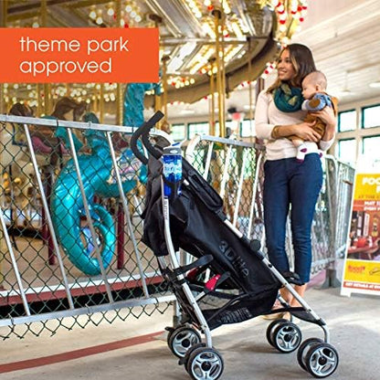 3Dlite Convenience Stroller,Jet Black–Lightweight Stroller with Aluminum Frame,Large Seat Area, 4 Position Recline, Extra Large Storage Basket– Infant Stroller for Travel&More