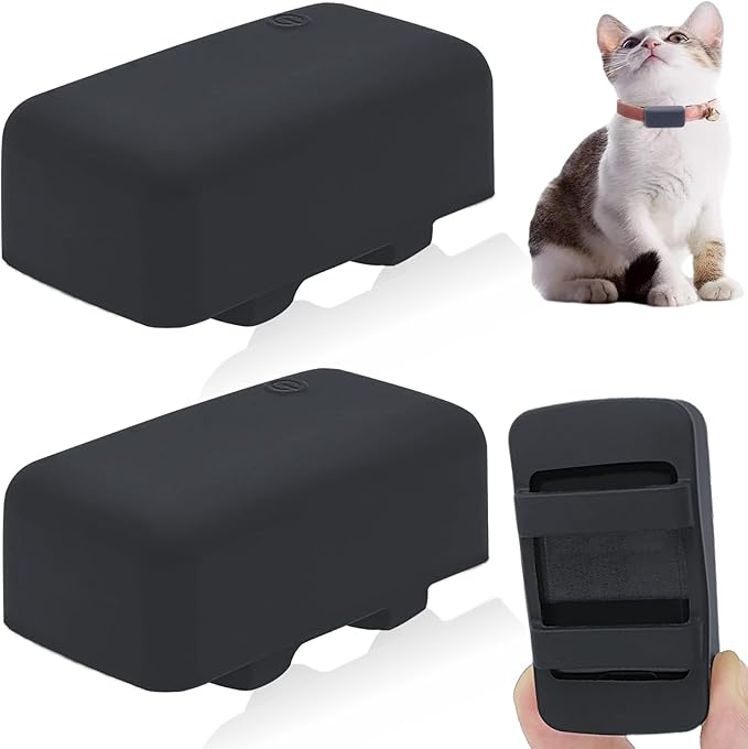 Silicone Holder Compatible for Tractive cat mini Tracker,Rubber Accessories Cover tag Anti-Scratch,Secure Sturdy GPS Finder Case for Dog Pet Collar (Black,2 Pack)