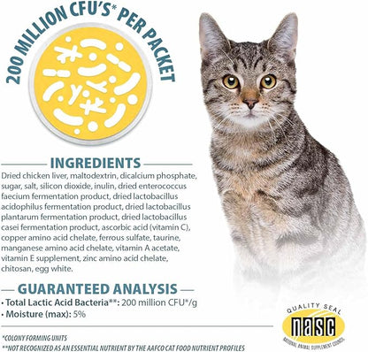Pet’s Choice Gut Instincts Probiotic Powder Packets for Cats, 30 Count – Daily Digestive & Immune Support with Lactobacillus, Enterococcus, Inulin & Taurine – Chicken Liver Flavor