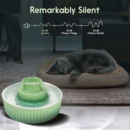 Lawfery Ceramic Cat Water Fountain, 2.1L/71oz Cupcake Pet Fountain | 3 Carbon Filters, 2 Quiet Pumps, Heavy Ceramic Body, and 360° Drinking Area, Drinking Bowl for Indoor Cats and Small Dogs