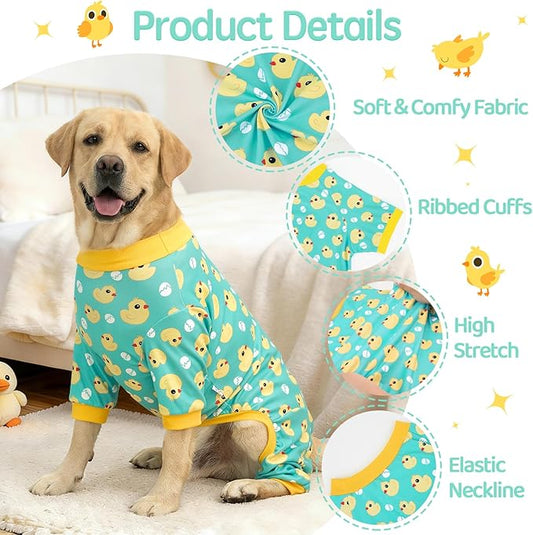 XPUDAC 4 Pieces Dog Pajamas for Large Dogs Pjs Clothes Puppy Onesies for Doggie Duck Shirts Sleeper for Pet Cats Jammies-3XL