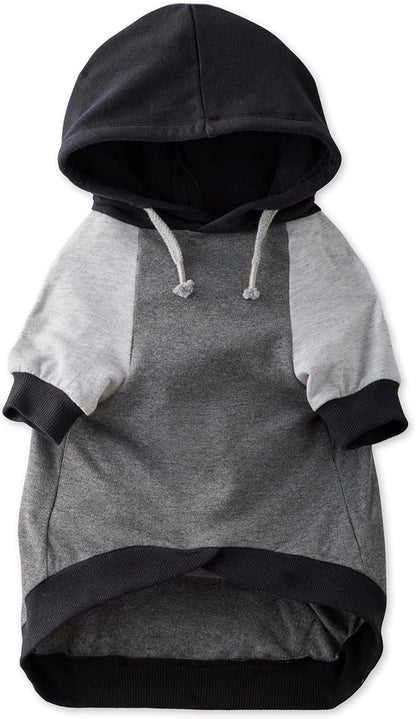 Pet Passion Rocky – The Original Lightweight Hooded Tee 100% Organic Cotton Dog Hoodie Pet Coat Sweater for All Sized Dogs, Black Color Block, Large (40-60 lbs)