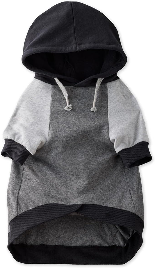 Pet Passion Rocky – The Original Lightweight Hooded Tee 100% Organic Cotton Dog Hoodie Pet Coat Sweater for All Sized Dogs, Black Color Block, Large (40-60 lbs)