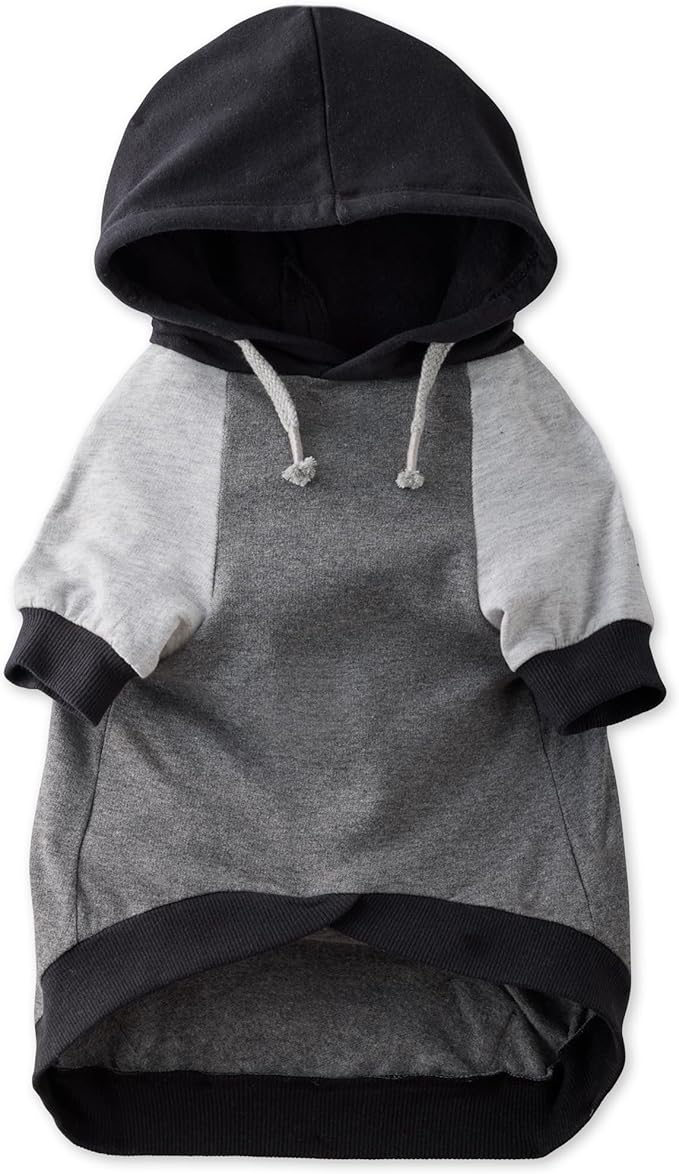 Pet Passion Rocky – The Original Lightweight Hooded Tee 100% Organic Cotton Dog Hoodie Pet Coat Sweater for All Sized Dogs, Black Color Block, X-Small (5-12 lbs)