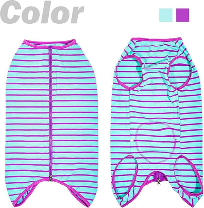 Dog’s Recovery Suit Post Surgery Shirt for Female Male Dog, E-Collar Alternative Wound Protective Clothes (Purple stripe-2xl)