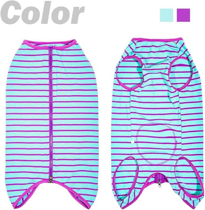 Dog’s Recovery Suit Post Surgery Shirt for Female Male Dog, E-Collar Alternative Wound Protective Clothes (Purple stripe-5xl)